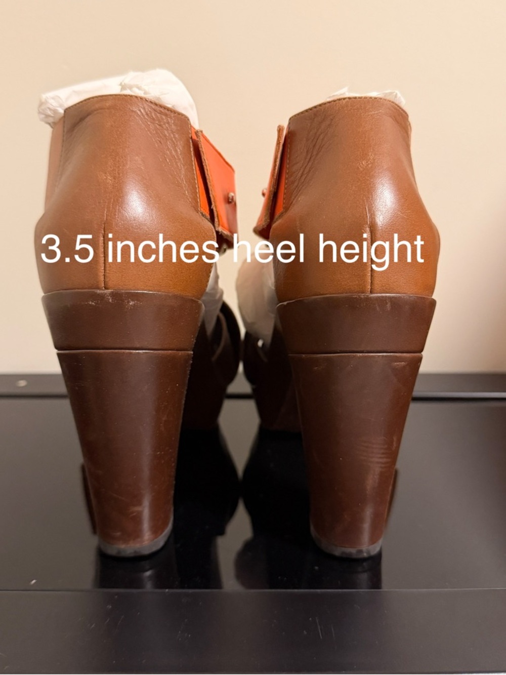 Hermes Tricolor Leather Platform Sandals in Orange, Tan & Brown - Picture 4 of 7